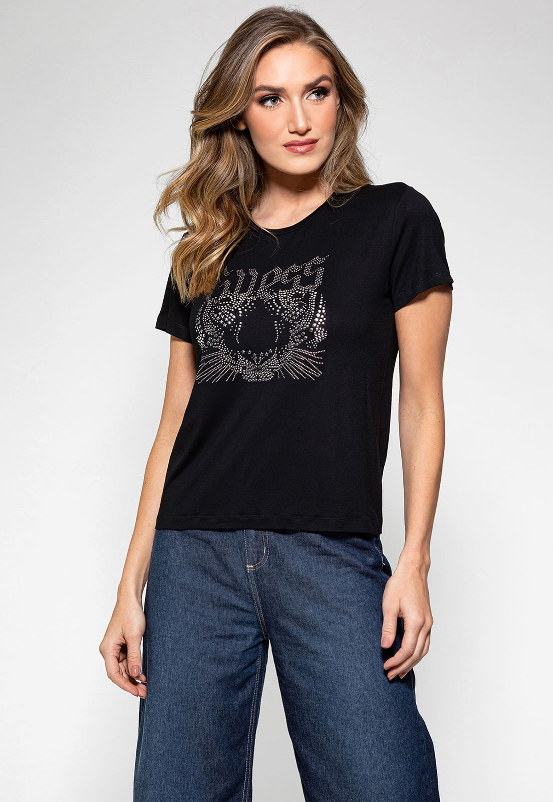 Camiseta Tigre Brilhos Guess Preto