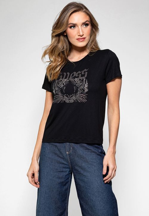 Camiseta Tigre Brilhos Guess Preto