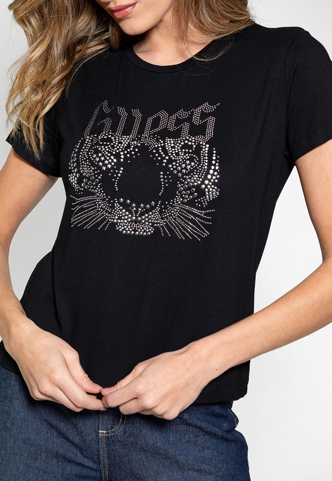 Camiseta Tigre Brilhos Guess Preto - Imagem 13