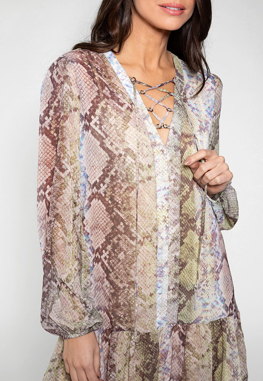 Vestido Glam Snake Guess Marrom - Imagem 13