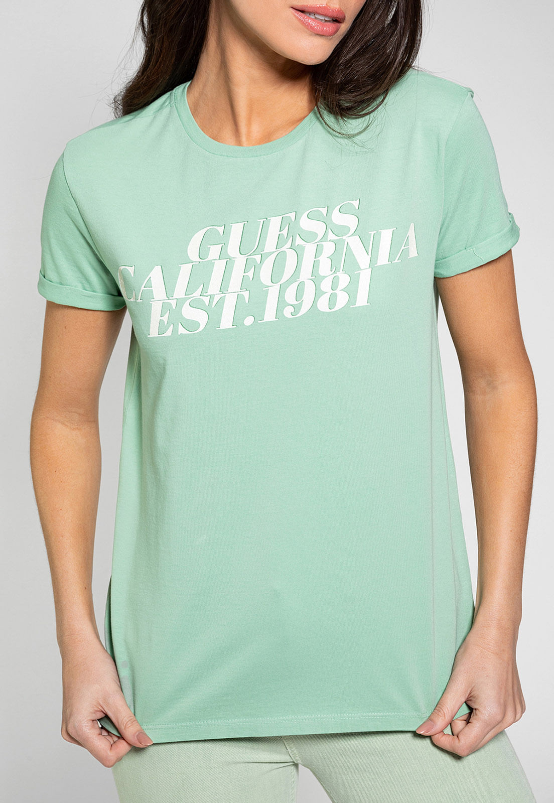 Camiseta Guess Califórnia Brilhos Verde Claro - Imagem 23