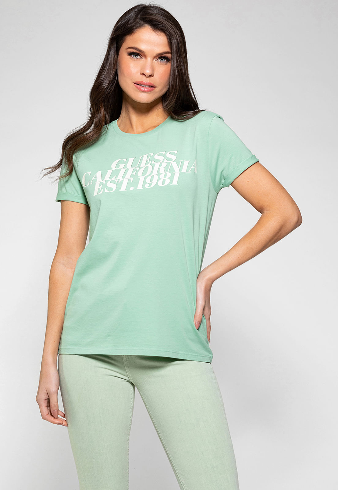 Camiseta Guess Califórnia Brilhos Verde Claro - Imagem 31