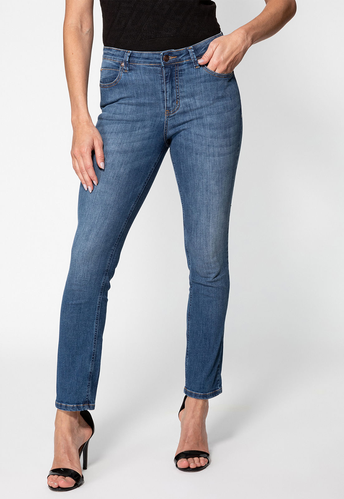 Calça Jeans Skinny High Rise Guess Azul Escuro - Imagem 79