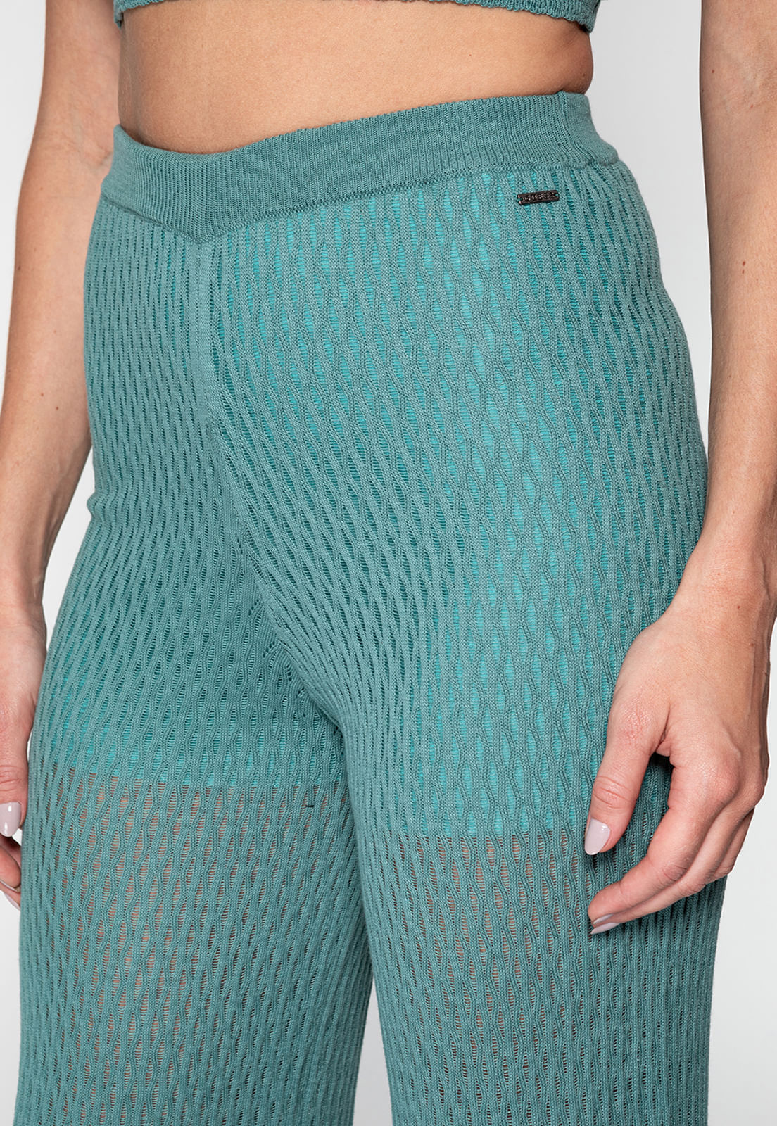 Calça Tricot Wide Leg Vazada Guess Verde - Imagem 6