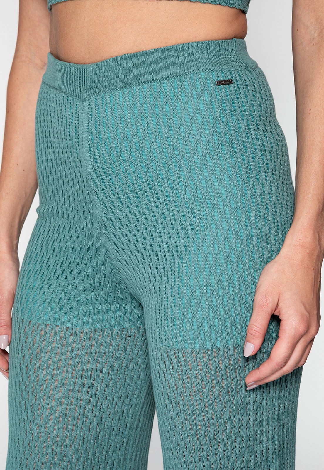 Calça Tricot Wide Leg Vazada Guess Verde - Imagem 41