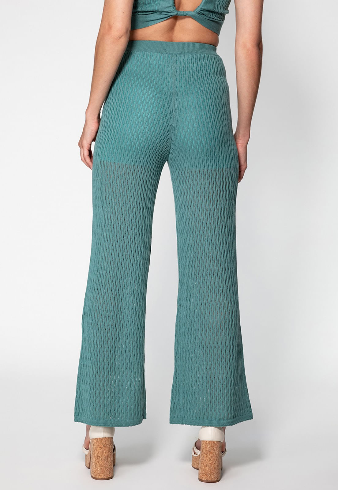 Calça Tricot Wide Leg Vazada Guess Verde - Imagem 53