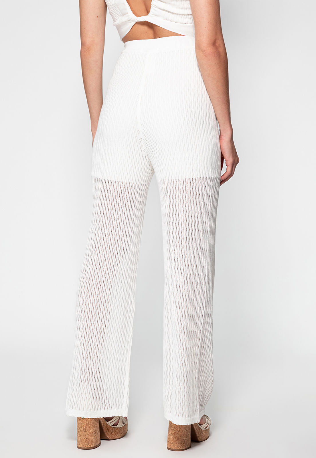 Calça Tricot Wide Leg Vazada Guess Branco - Imagem 40