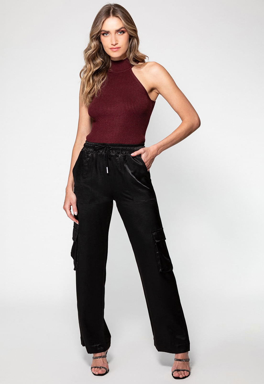 Calça Cargo Cetim Guess Preto - Imagem 10