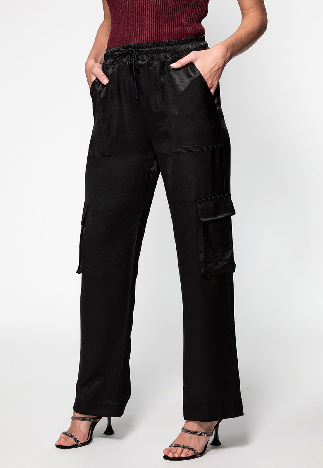 Calça Cargo Cetim Guess Preto - Imagem 51