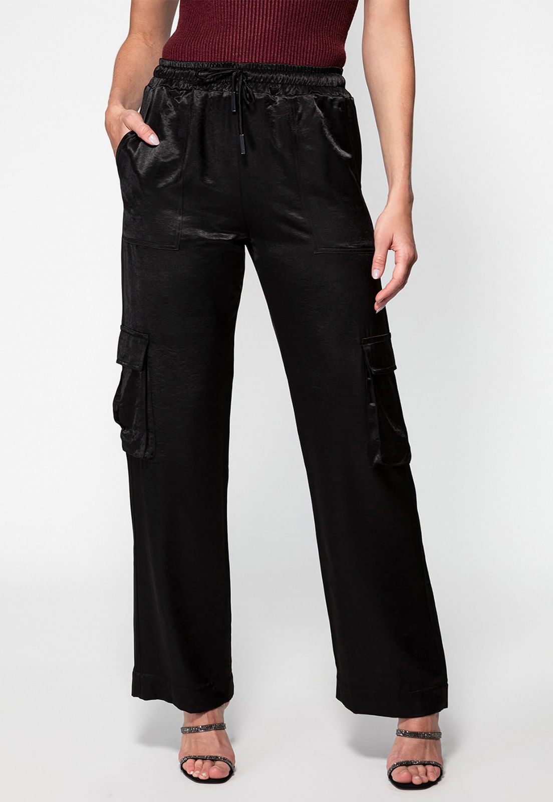Calça Cargo Cetim Guess Preto - Imagem 73