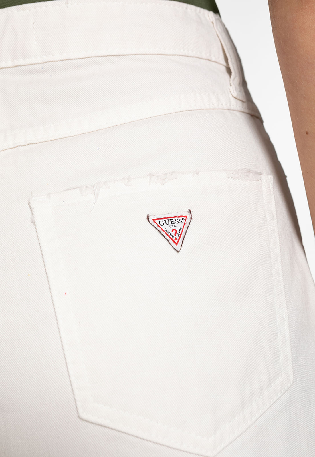 Shorts Sarja Barra Fio Guess Bege - Imagem 12