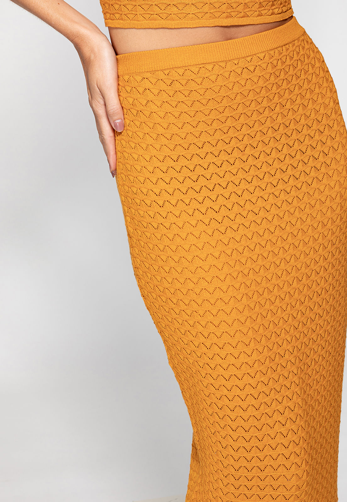 Saia Tricot Mid Vazada Guess Amarelo Queimado - Imagem 3