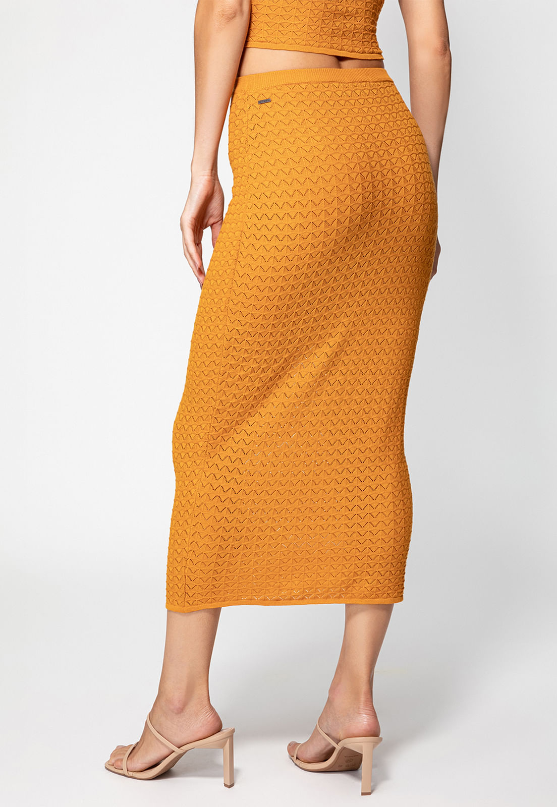 Saia Tricot Mid Vazada Guess Amarelo Queimado - Imagem 4