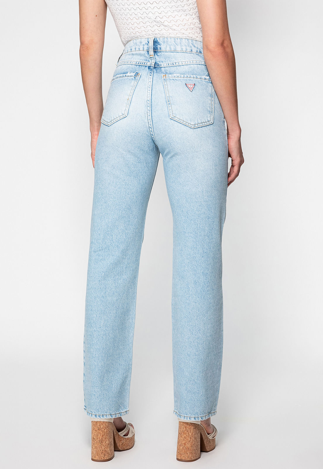 Calça Jeans 1981 Straight Clara Guess Azul Claro - Imagem 5