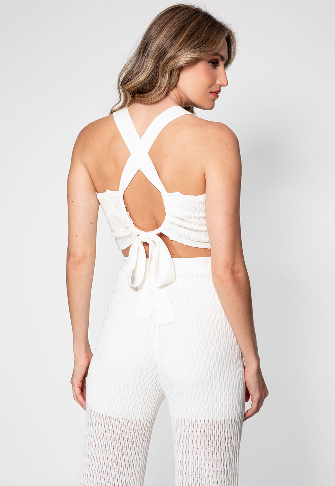 Top Tricot Alça Cruzada Costas Guess Branco - Imagem 4