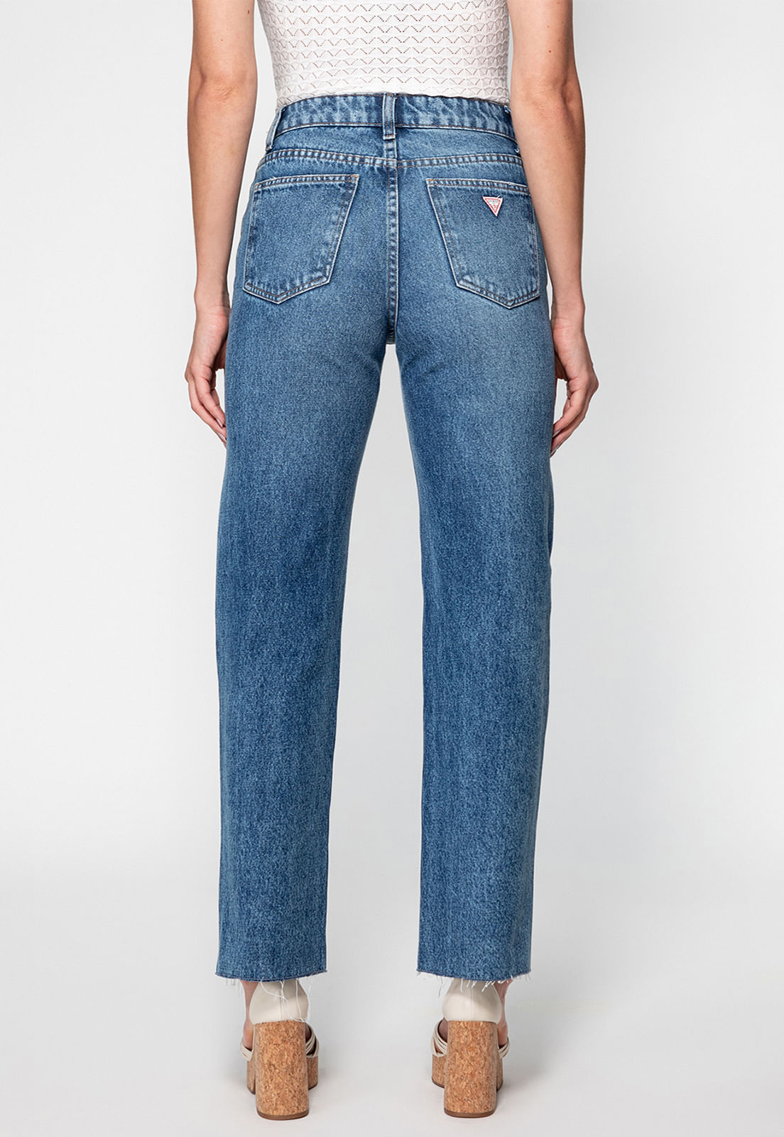 Calça Jeans Straight Rasgos 1981 Guess Azul - Imagem 18
