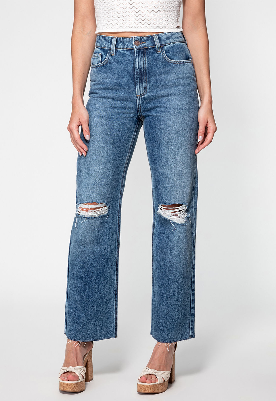 Calça Jeans Straight Rasgos 1981 Guess Azul - Imagem 31