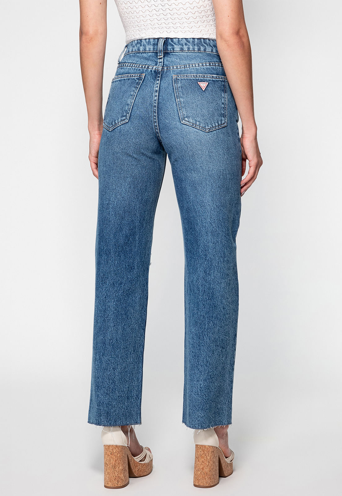 Calça Jeans Straight Rasgos 1981 Guess Azul - Imagem 75