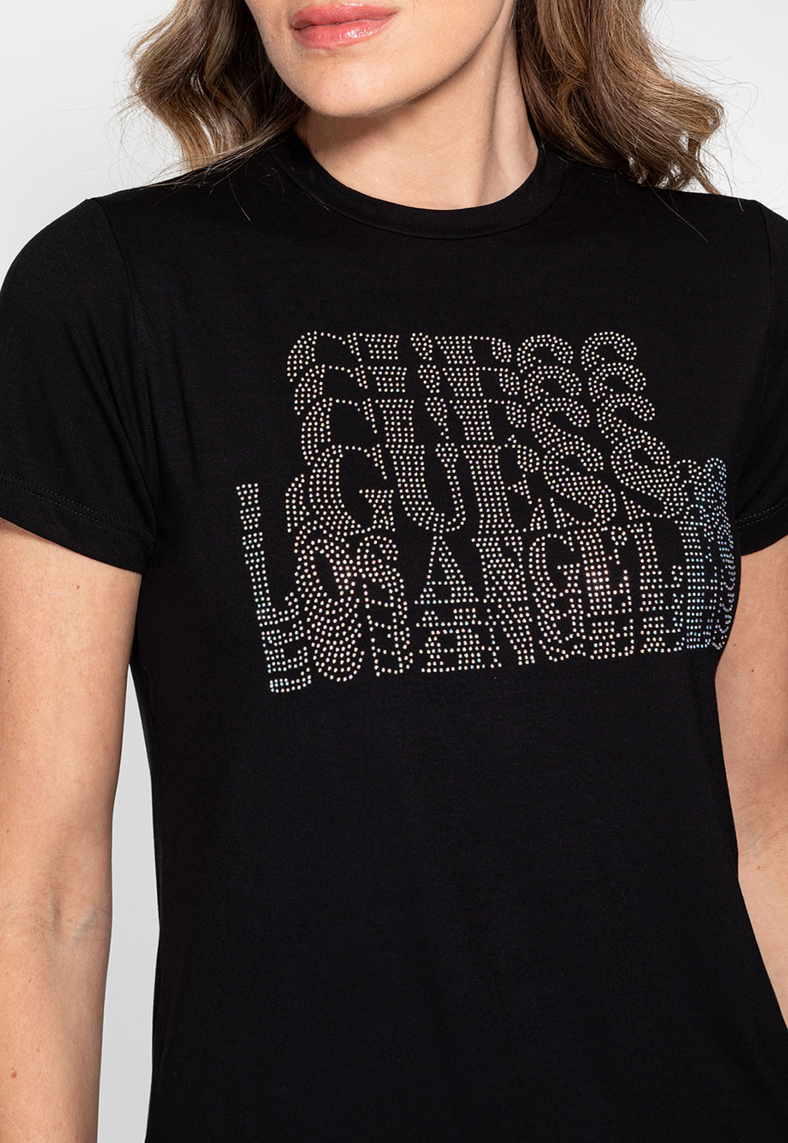 Camiseta Logo Cascata Hotfix Guess Preto - Imagem 39