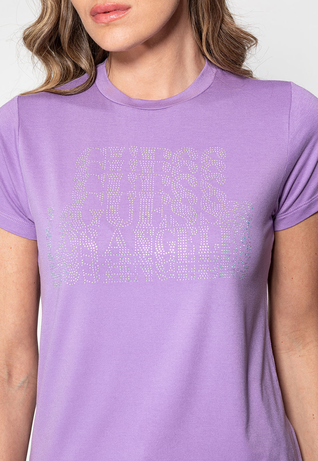 Camiseta Logo Cascata Hotfix Guess Lilás - Imagem 3
