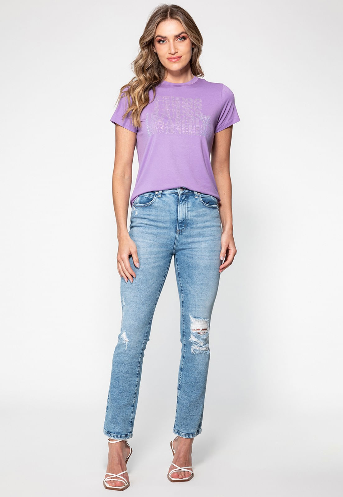 Camiseta Logo Cascata Hotfix Guess Lilás - Imagem 27