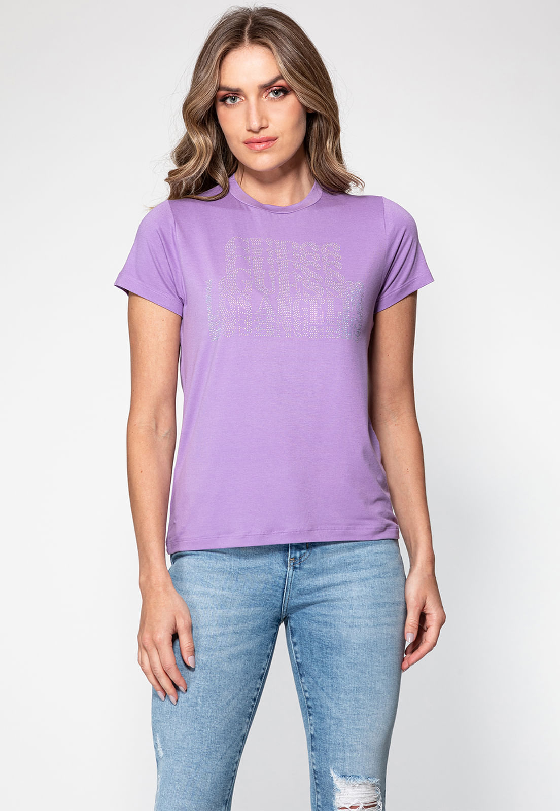 Camiseta Logo Cascata Hotfix Guess Lilás - Imagem 41