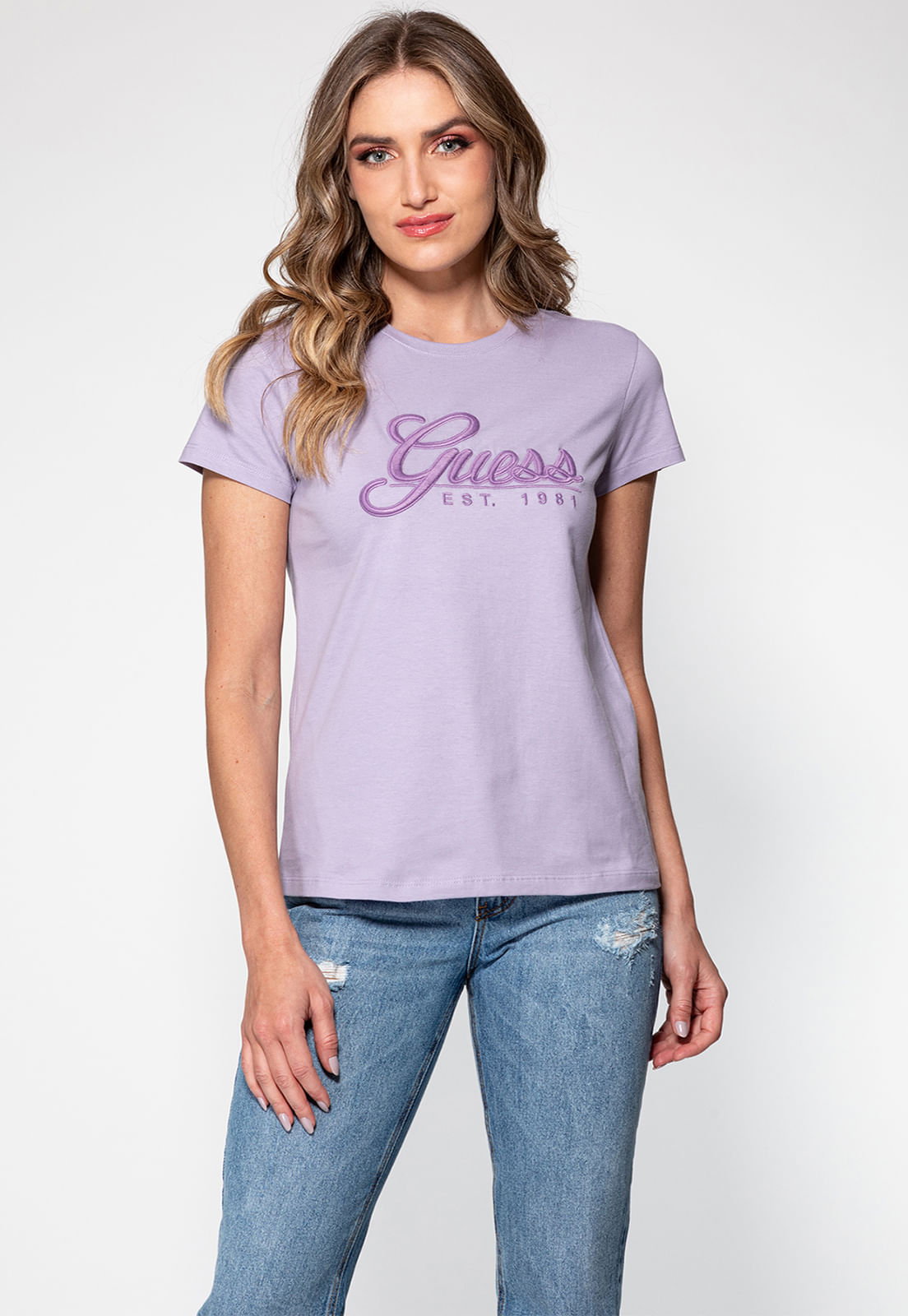 Camiseta Bordado Cursivo Guess Lilás - Imagem 31