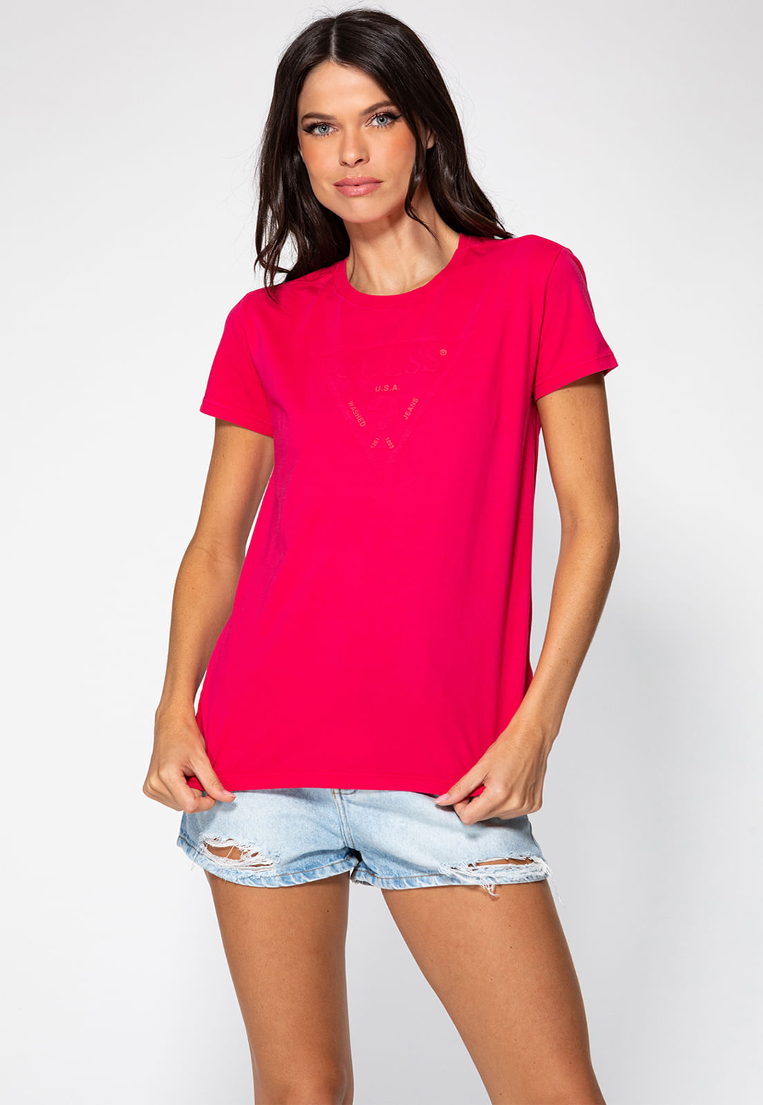 Camiseta Triangulo Fusionado Guess Rosa