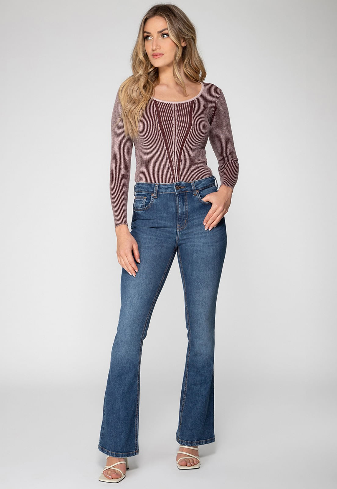 Calça Jeans High Flare Azul - Imagem 73