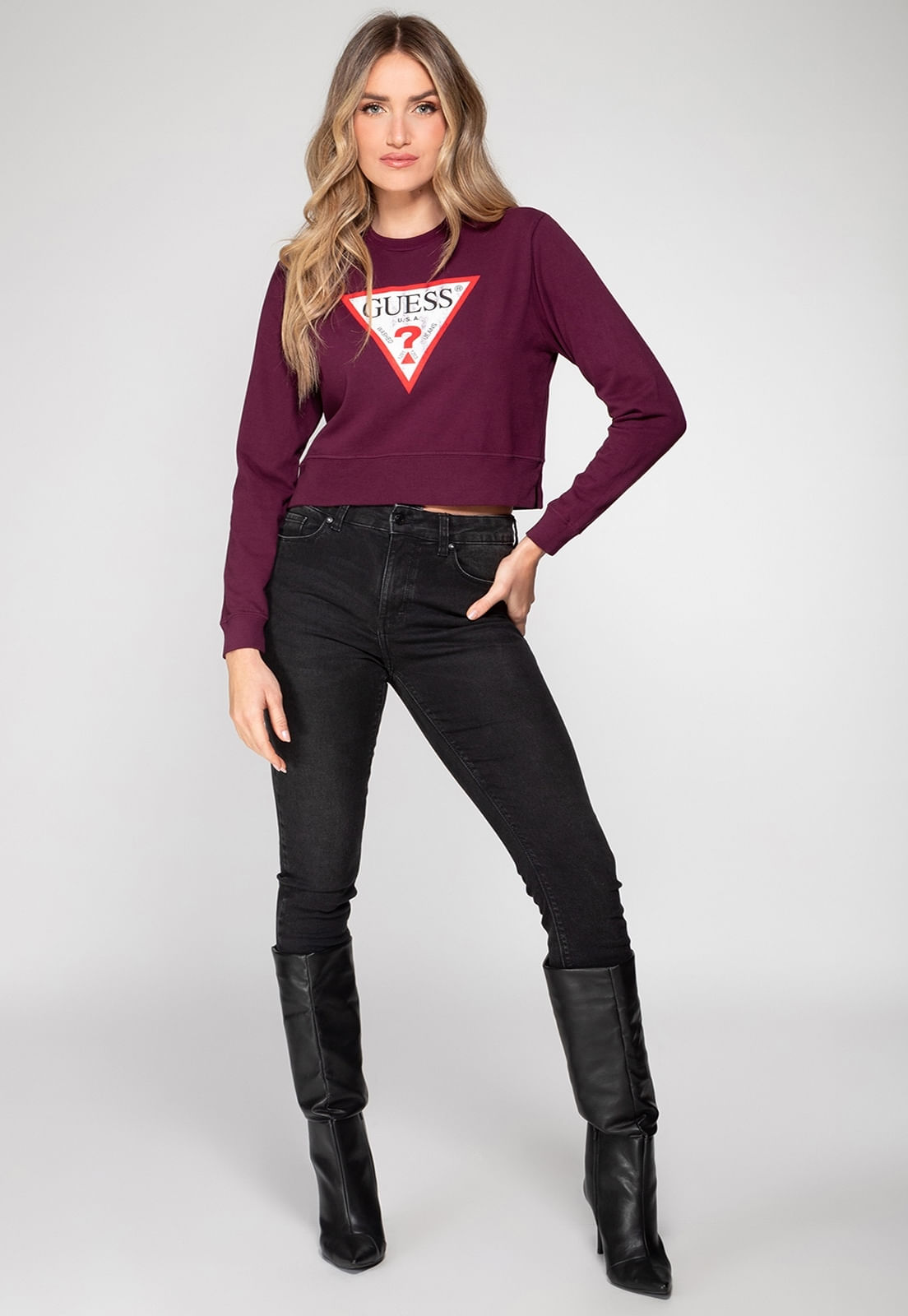 Blusa de Moletom Guess Triang Trad Desgastado Uva - Imagem 20