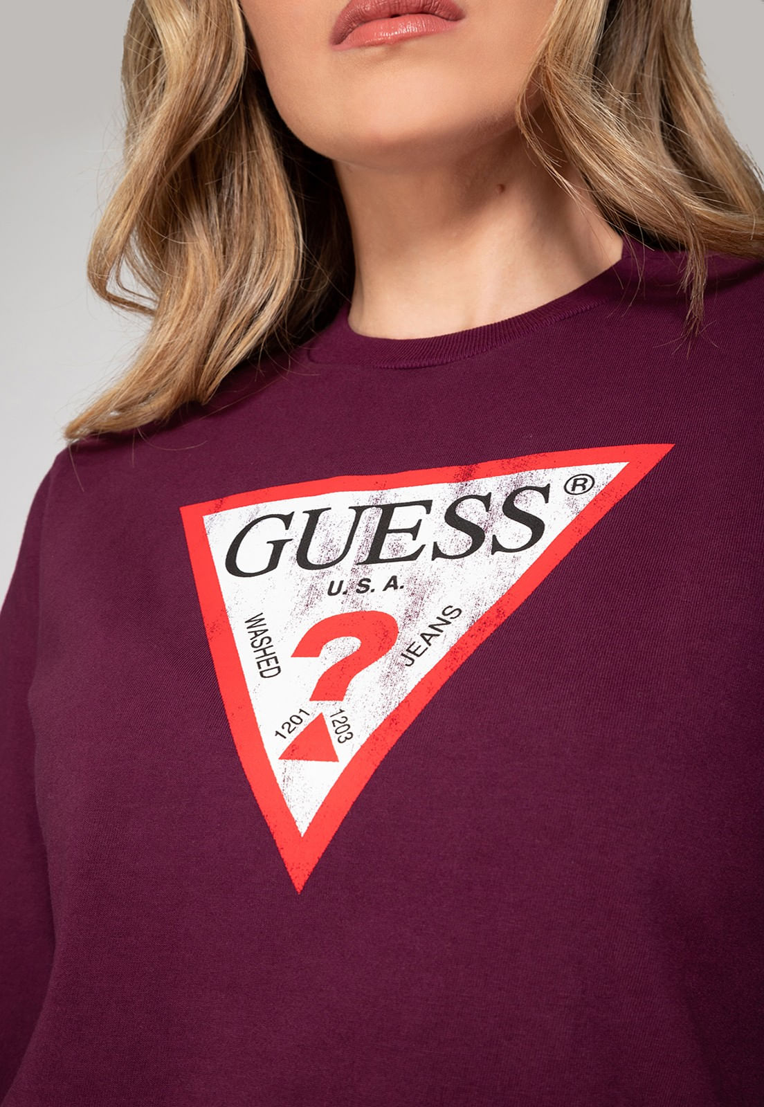 Blusa de Moletom Guess Triang Trad Desgastado Uva - Imagem 39