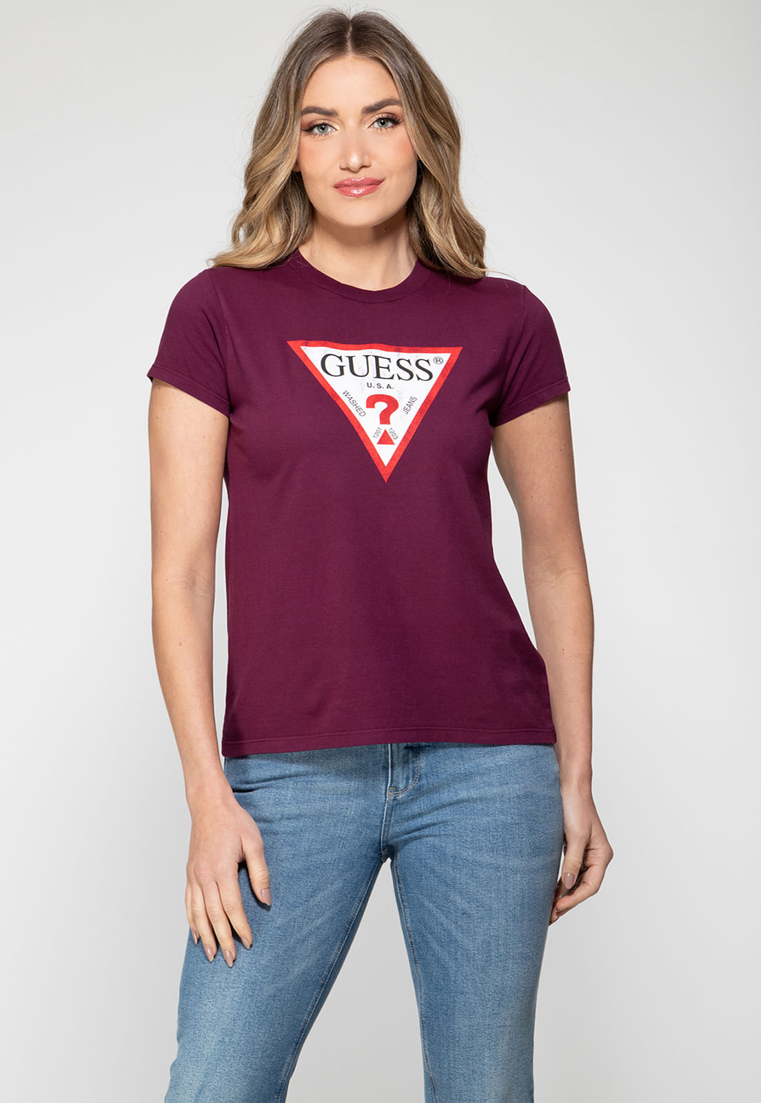 Camiseta Guess Triang Trad Desgastado Uva - Imagem 8