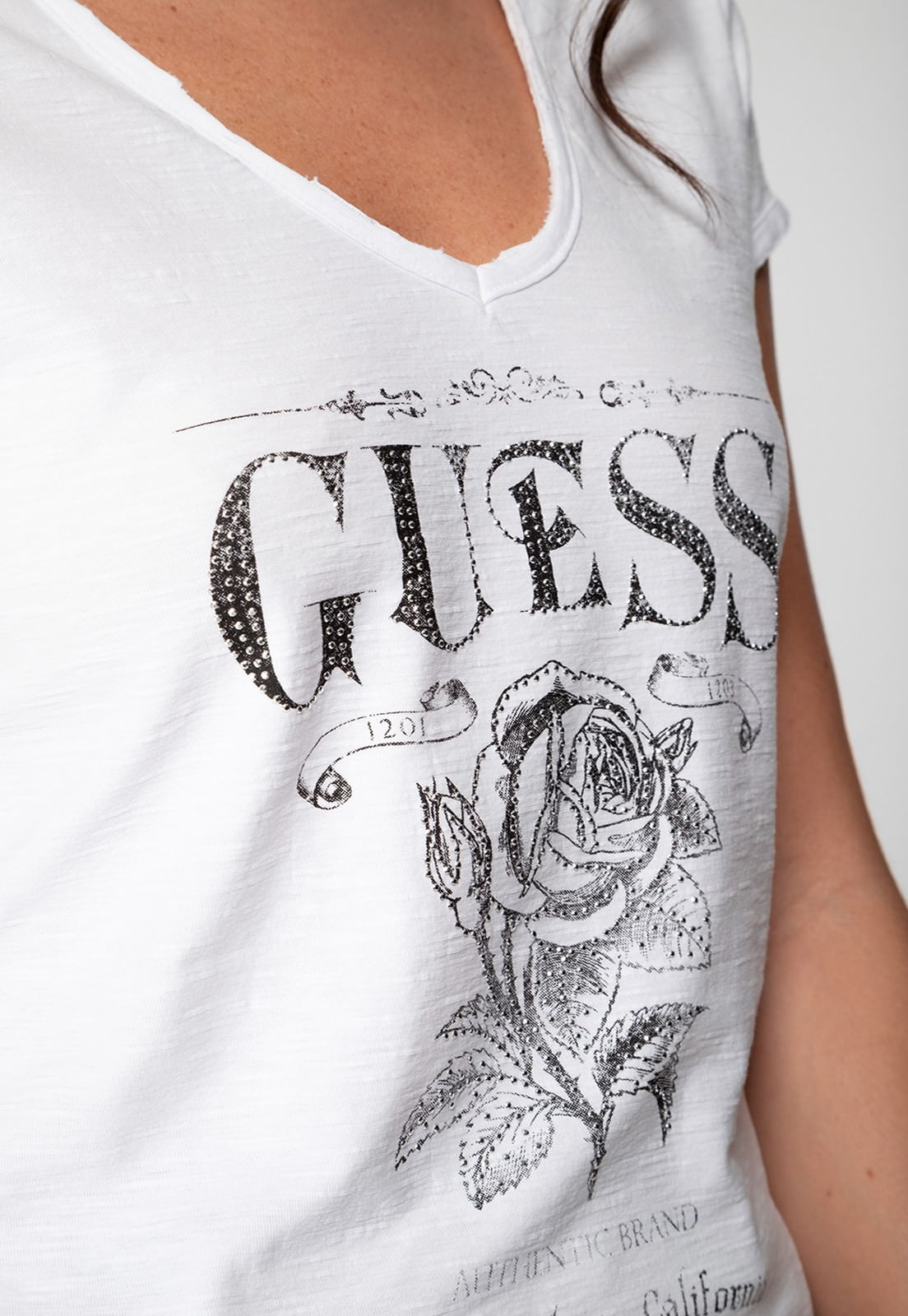 Camiseta Hotfix Flower Guess Branco - Imagem 8