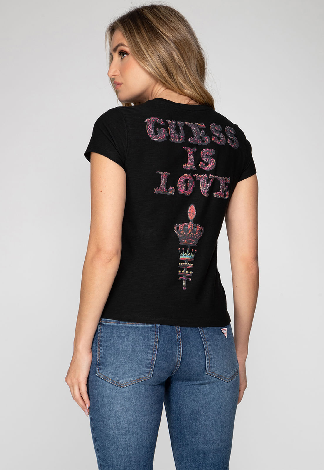 Camiseta Hotfix Guess Is Love Preto - Imagem 5