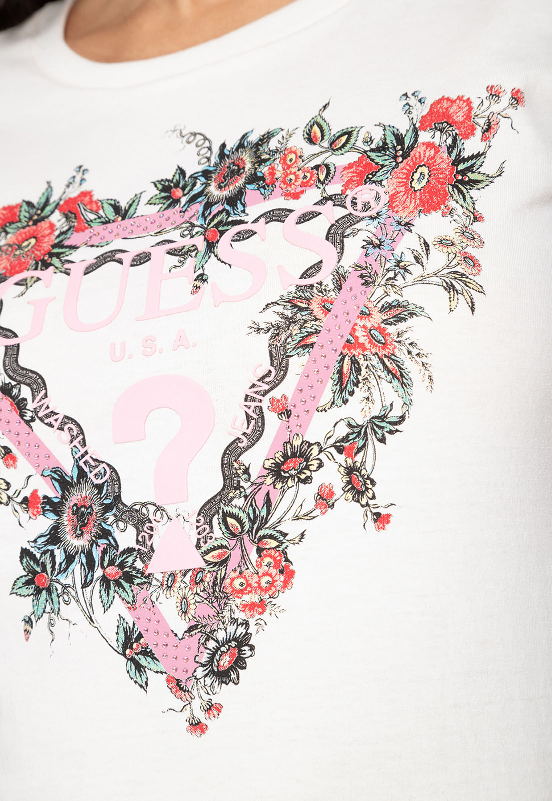 Camiseta Logo Triângulo Flores Creme - Imagem 3