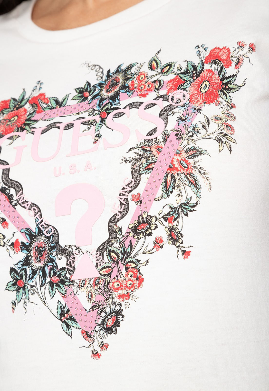 Camiseta Logo Triângulo Flores Creme - Imagem 48