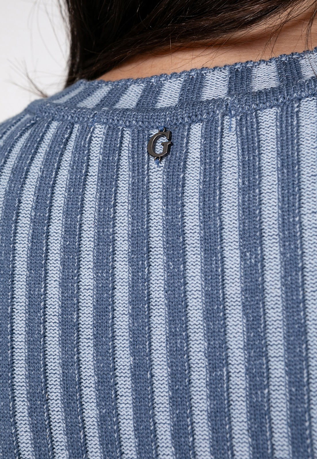 Vestido Curto de Tricot Canelado Azul Claro - Imagem 18