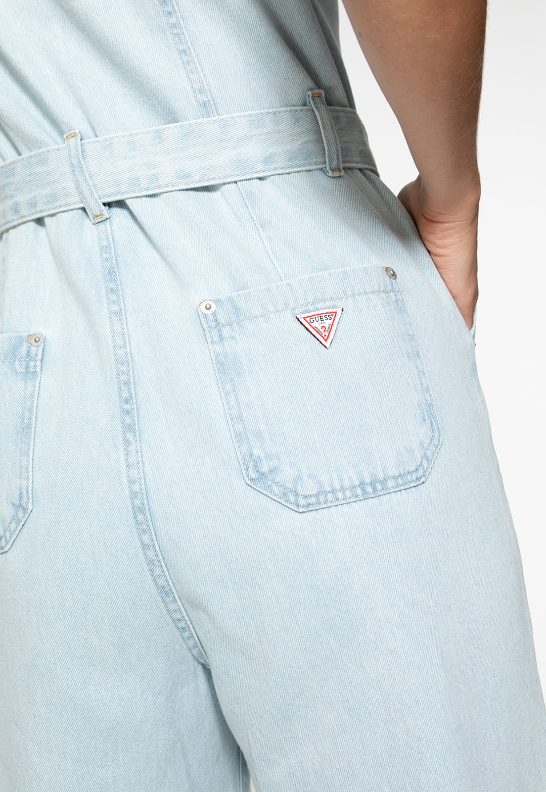 Macacão Jeans Wide Leg Azul Claro - Imagem 77