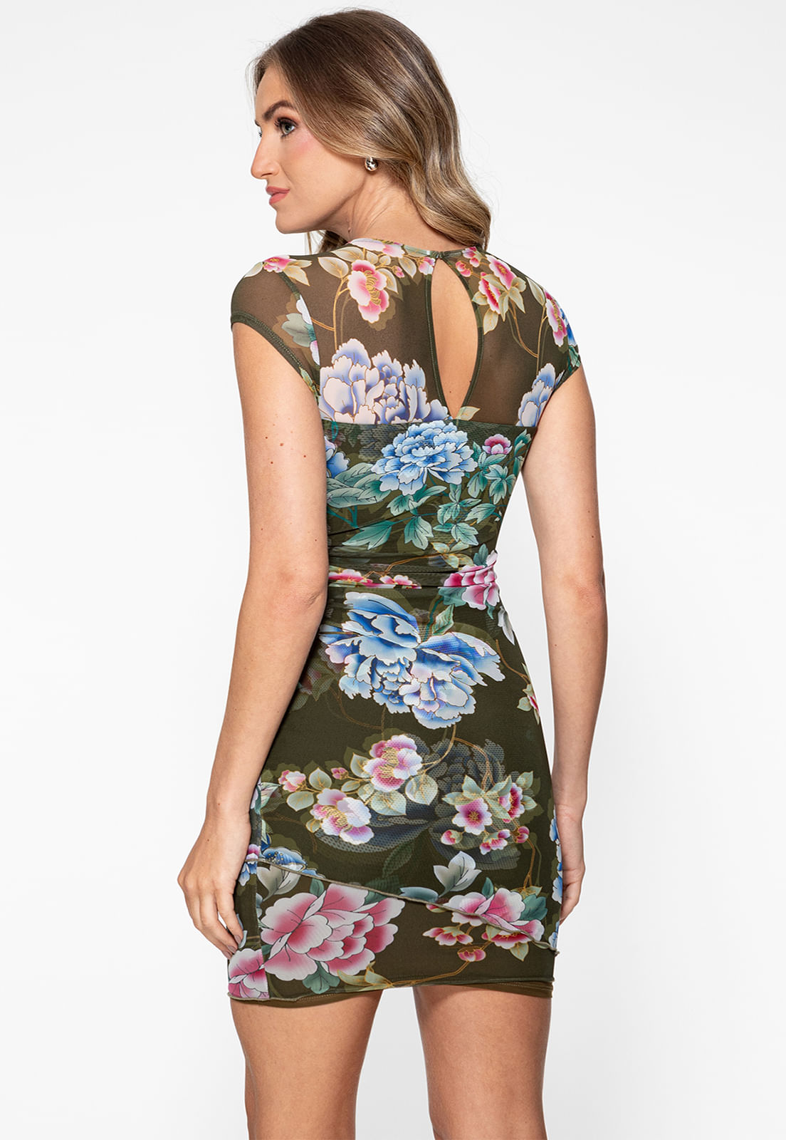 Vestido Curto Tule Eco Verde Musgo - Imagem 4