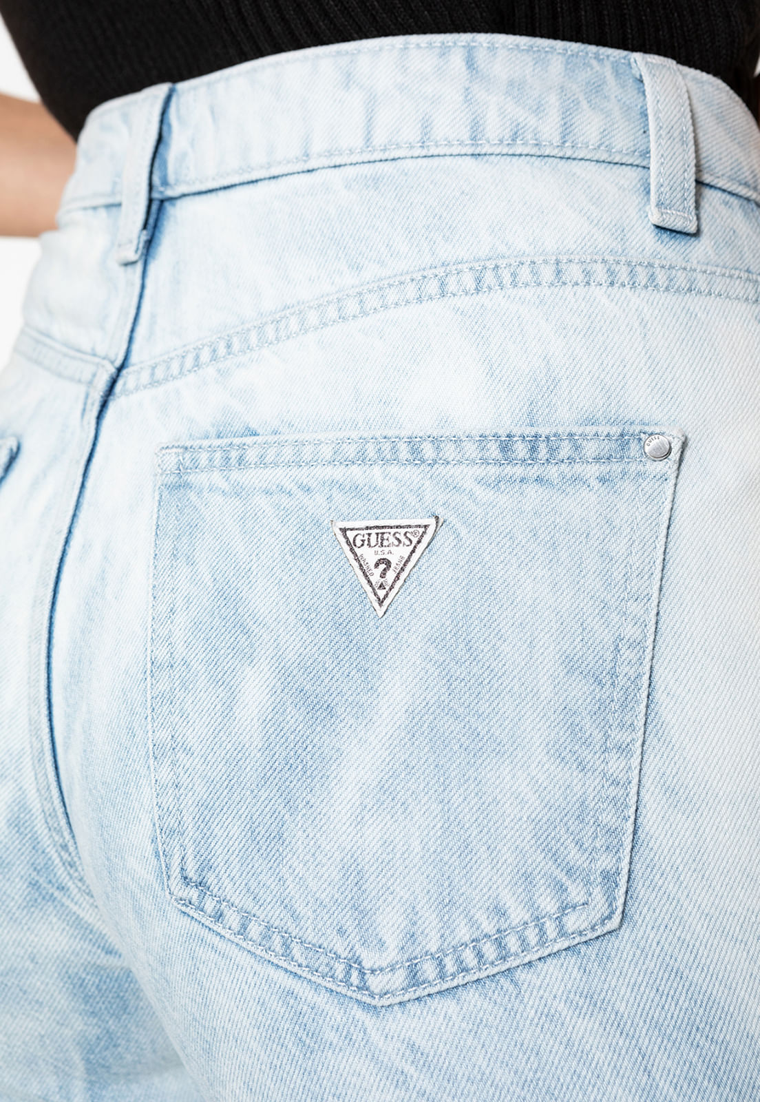 Calça Mom Jeans Eco Aplique Strass Azul Claro - Imagem 24