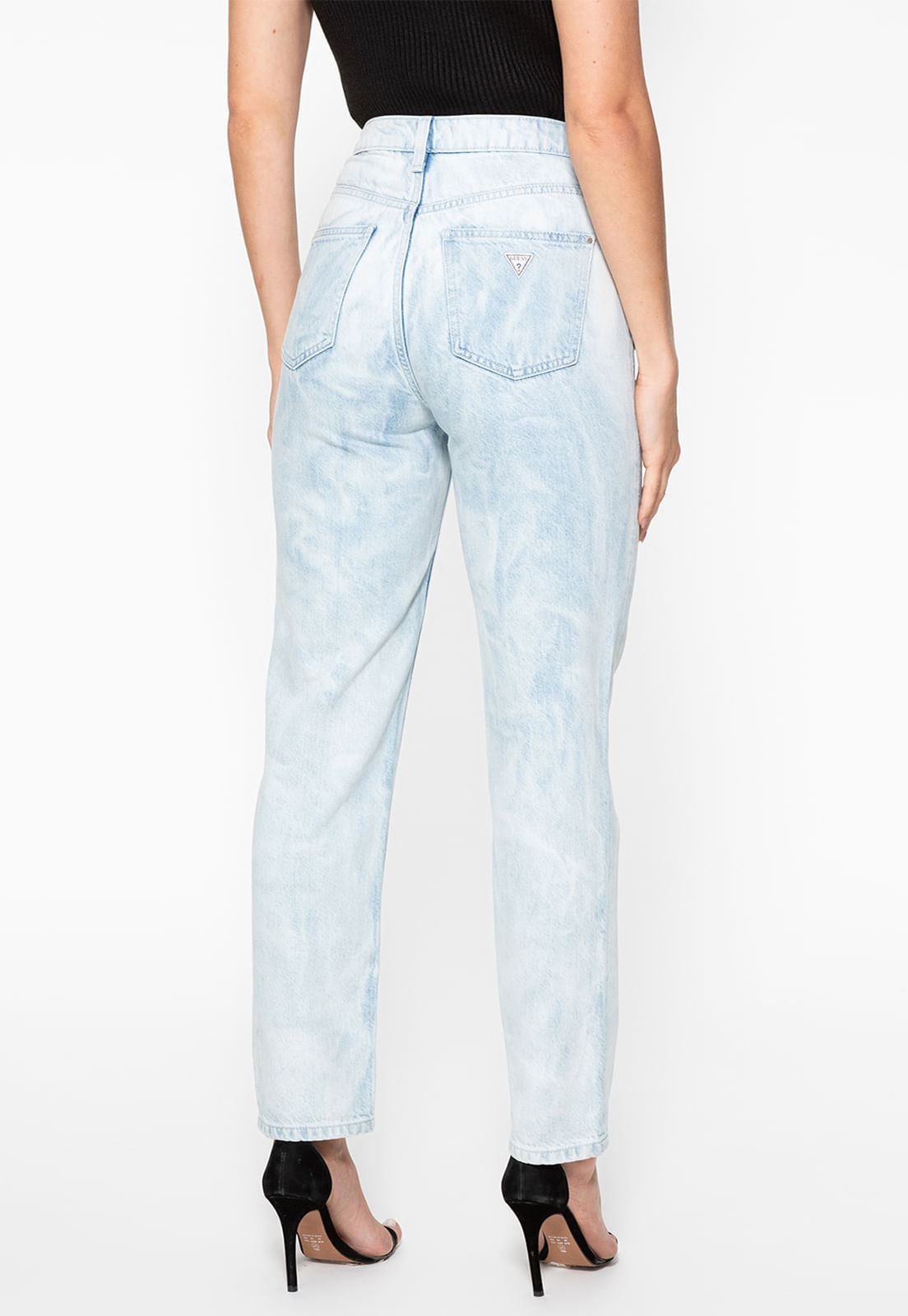 Calça Mom Jeans Eco Aplique Strass Azul Claro - Imagem 28