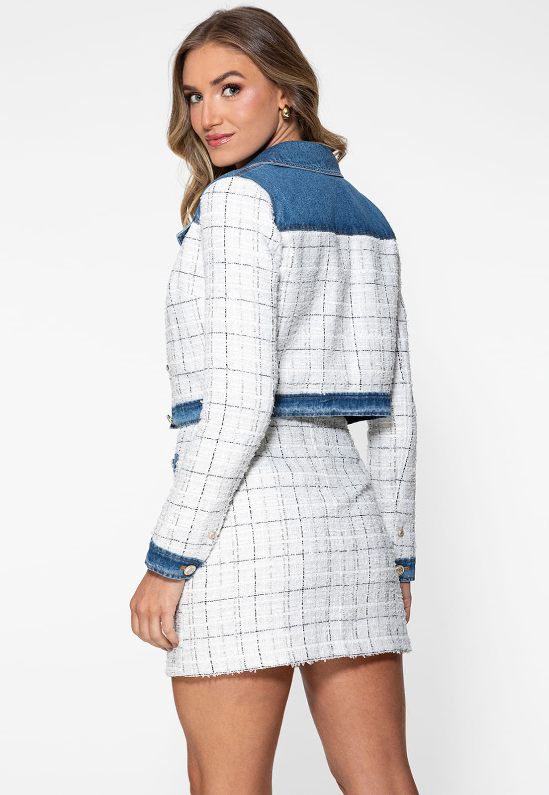Jaqueta Eco Tweed E Jeans Branco - Imagem 4