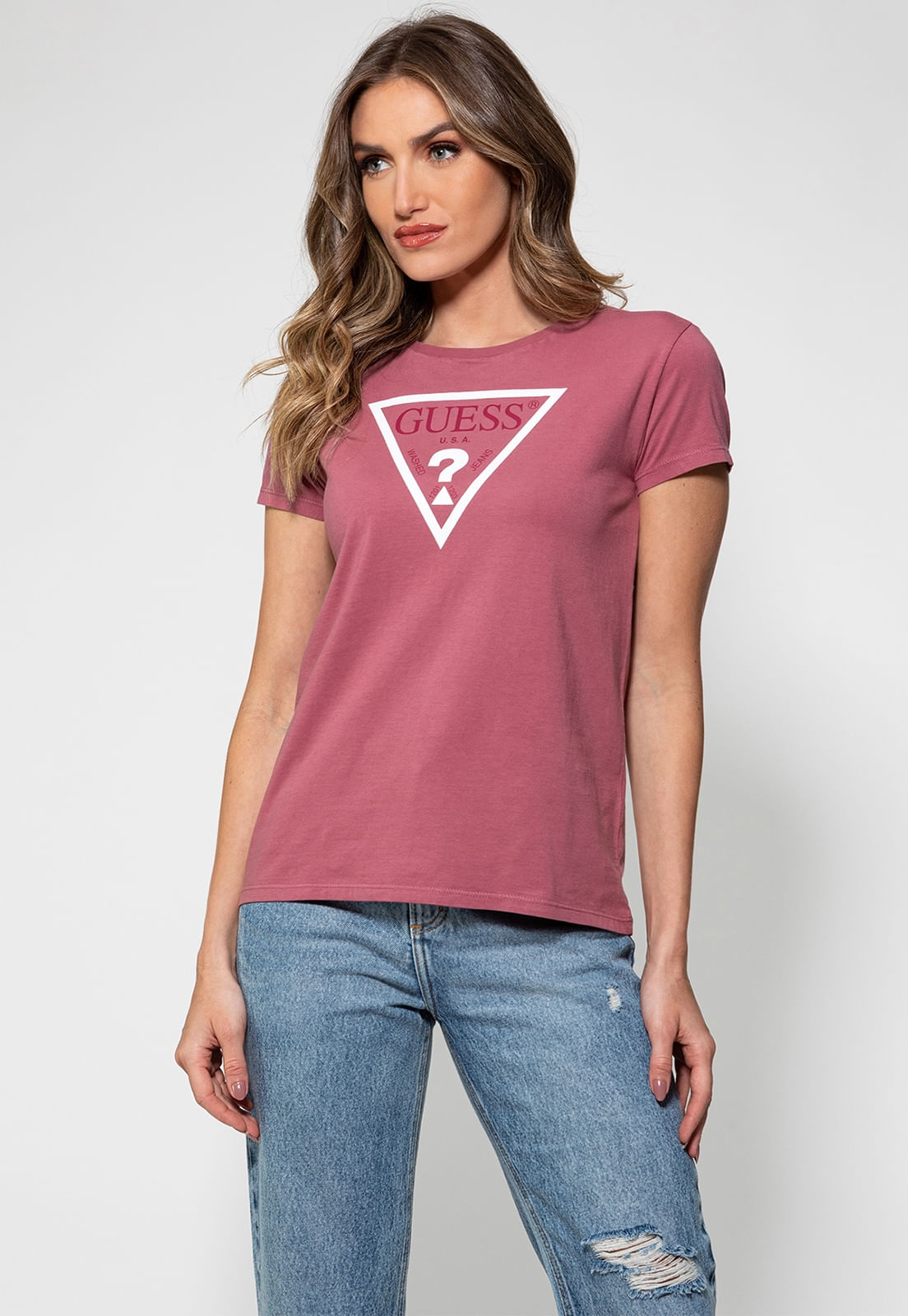 Camiseta Silk Logo Triangulo  Guess Vinho