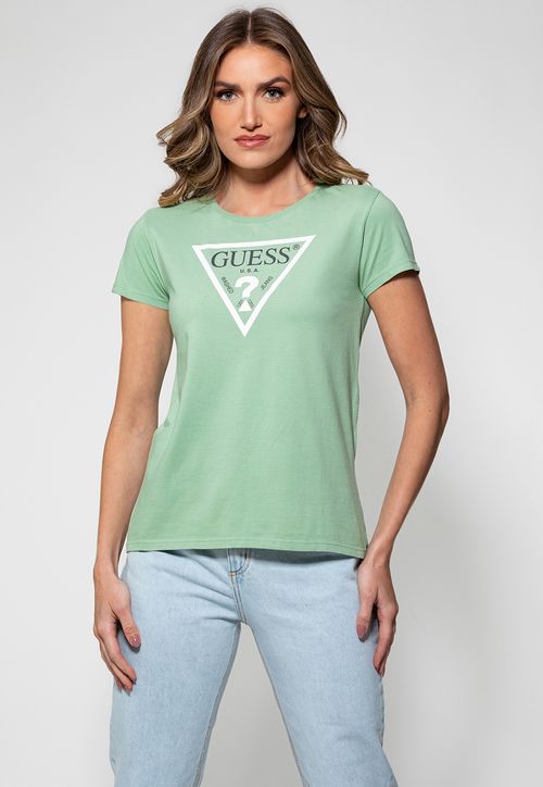 Camiseta Silk Logo Triangulo Guess Verde Claro