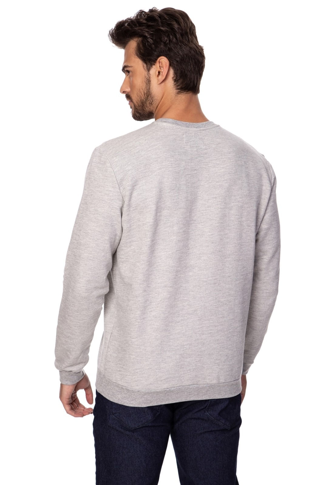 Blusa de Moletom Gola Careca Guess Cinza - Imagem 9