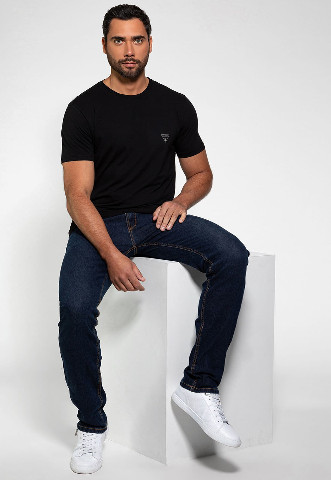 Calça Jeans Slim Guess Azul Escuro - Imagem 11