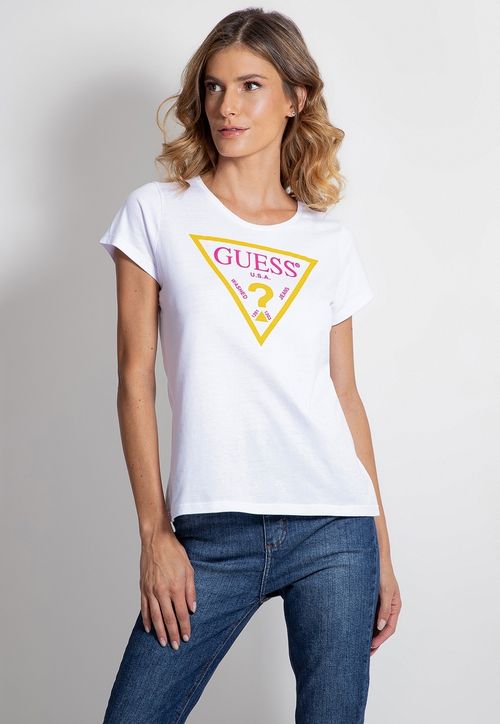 Camiseta Silk Logo Triangulo Guess Branco