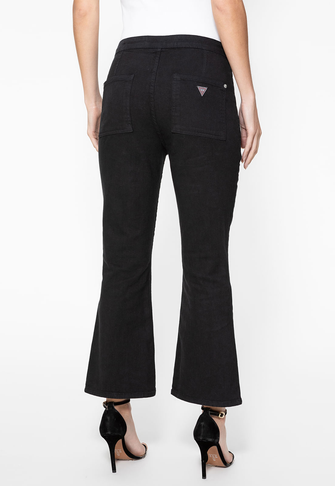 Calça de Sarja Flare Com Botões Preto - Imagem 4