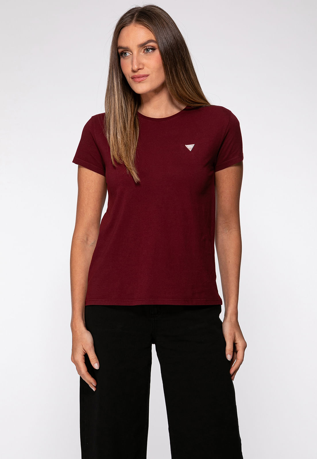 Camiseta Etiqueta Guess Triangulo Bordô - Imagem 21