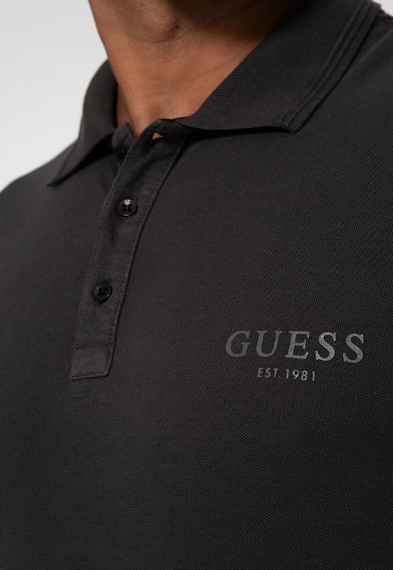 Camisa Polo Guess Silk Relevo Est 1981 Preto - Imagem 52